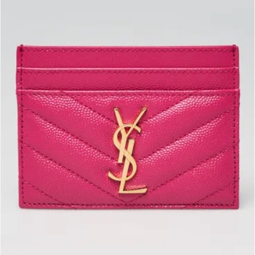 Women’s Yves Saint Laurent Pink Leather Card Holder Authentic